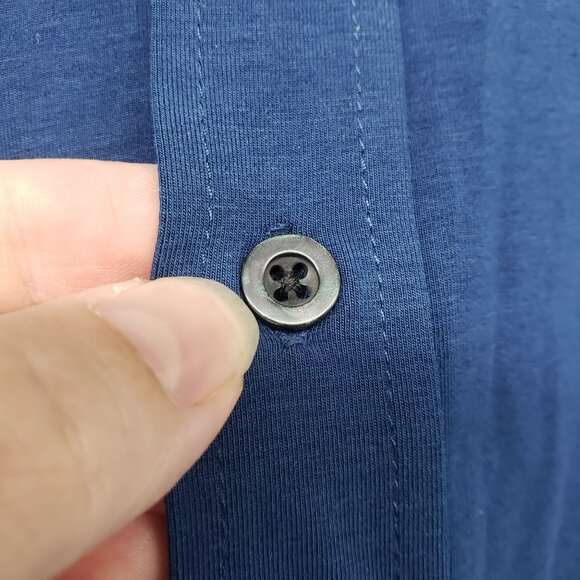 Buttercloth Mens M Regular Fit Icy Cotton Blue Short Sleeve Polo Shirt Casual - Picture 4 of 12